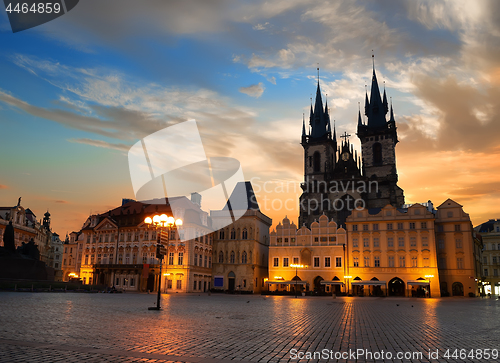 Image of Prague square at sunrise