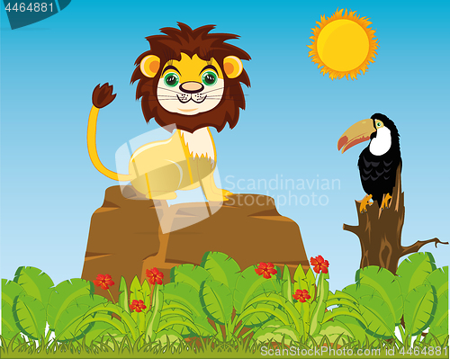 Image of Animals and birds in wild nature.Vector illustration