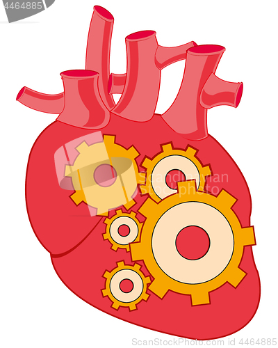 Image of Vector illustration heart with mechanism inwardly.Vector illustration