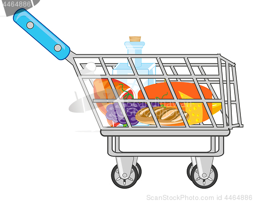Image of Shop pushcart with product on white background