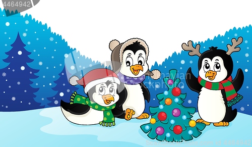 Image of Christmas penguins thematic image 3