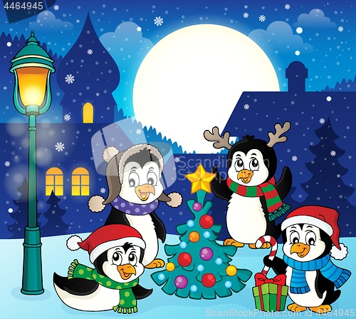 Image of Christmas penguins thematic image 5