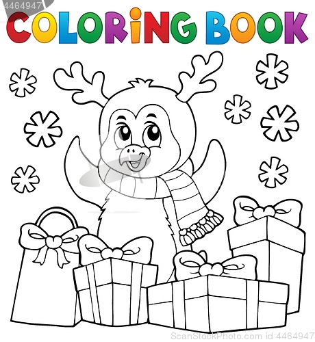 Image of Coloring book Christmas penguin topic 5