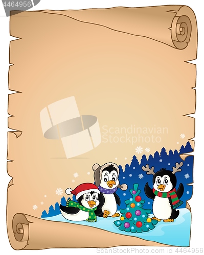 Image of Christmas penguins thematic parchment 4