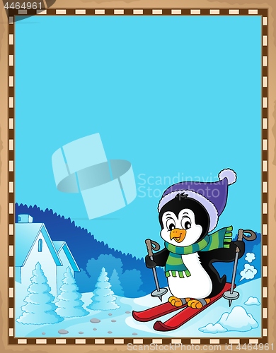 Image of Parchment with skiing penguin