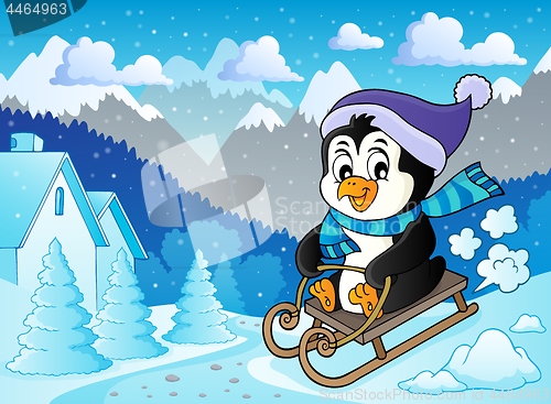 Image of Sledging penguin theme image 2