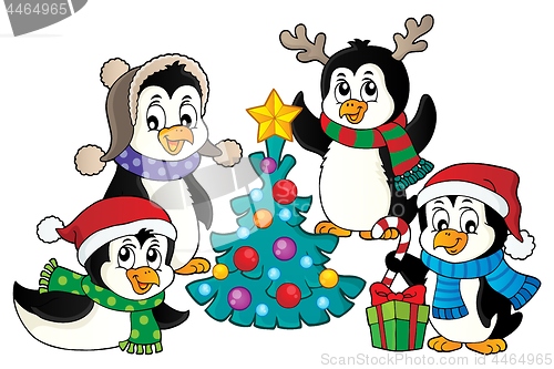 Image of Christmas penguins thematic image 4