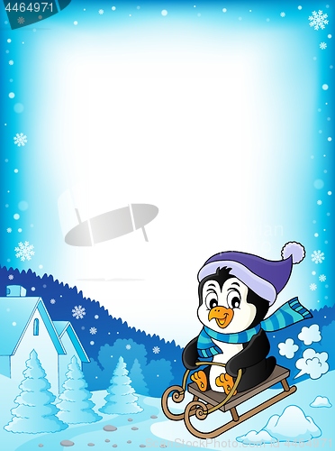 Image of Sledging penguin theme frame 1