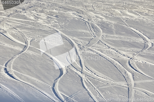 Image of Ski Slope with Fresh Curves