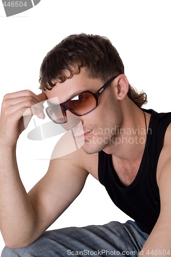 Image of Young man in sunglasses. Isolated on white background 1