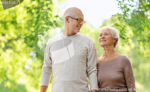 Image of happy senior couple over green natural background