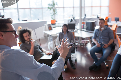 Image of Young Business Team At A Meeting at modern office building