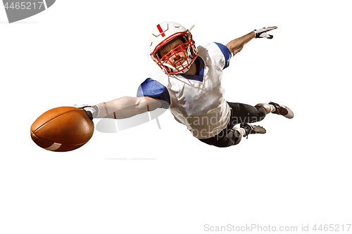 Image of one american football player man studio isolated on white background