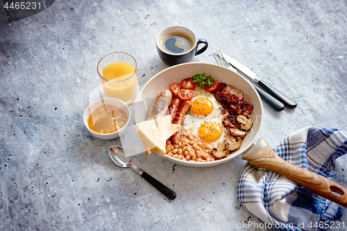 Image of Full English Breakfast served in a pan