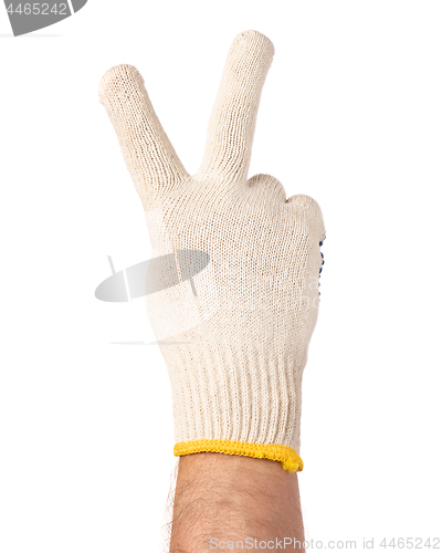 Image of Male hand wearing working glove