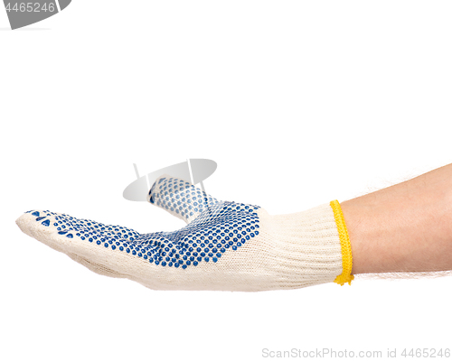 Image of Male hand wearing working glove