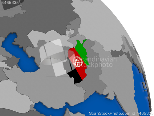 Image of Afghanistan and its flag on globe