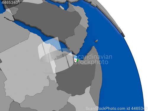 Image of Djibouti and its flag on globe