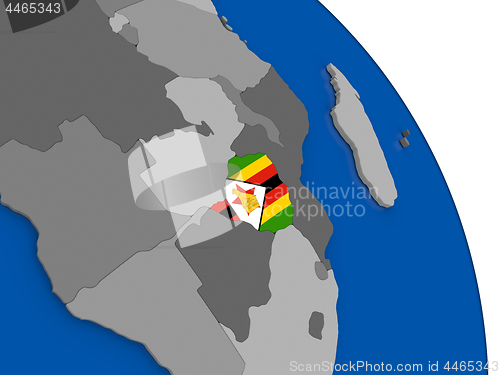 Image of Zimbabwe and its flag on globe