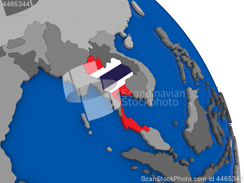 Image of Thailand and its flag on globe