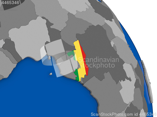 Image of Congo and its flag on globe