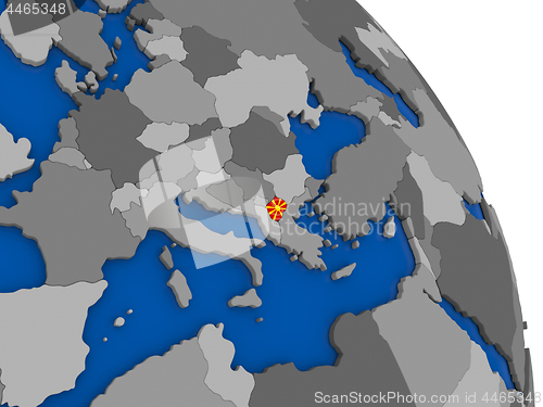 Image of Macedonia and its flag on globe
