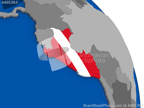 Image of Peru and its flag on globe