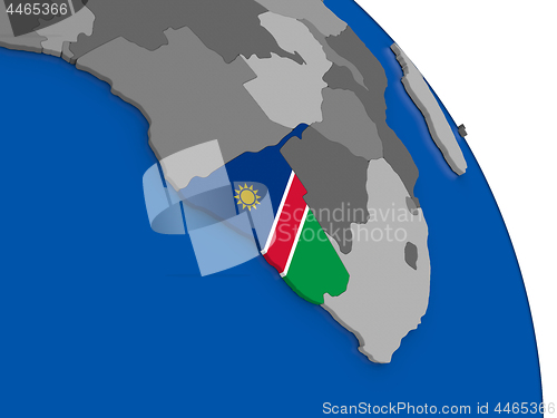 Image of Namibia and its flag on globe