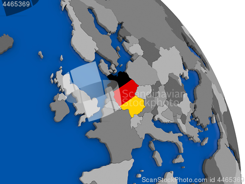 Image of Germany and its flag on globe