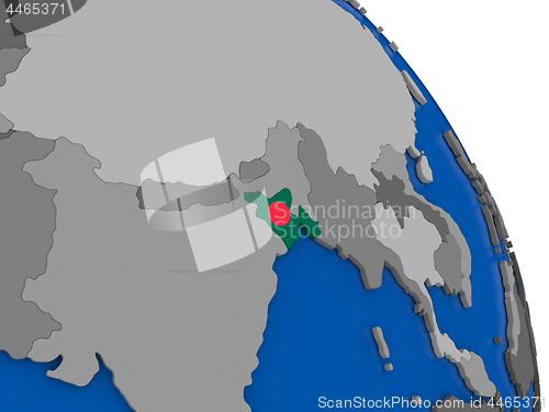 Image of Bangladesh and its flag on globe