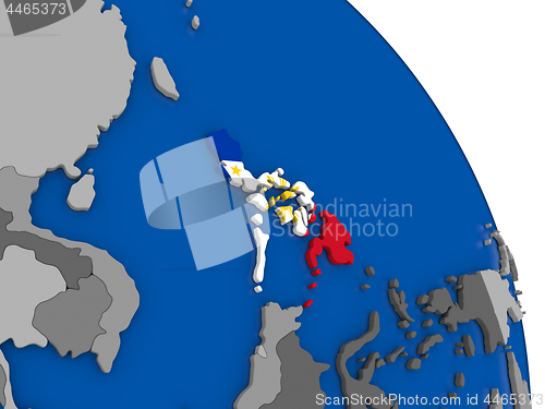 Image of Philippines and its flag on globe