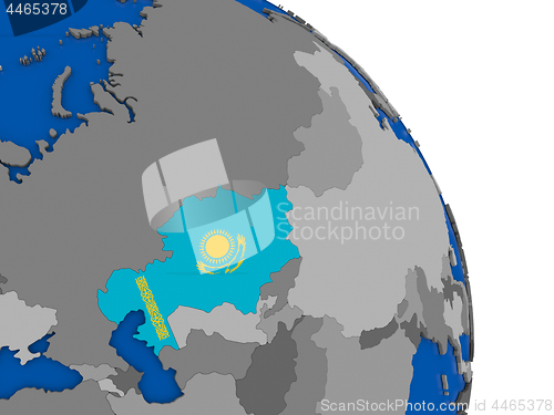 Image of Kazakhstan and its flag on globe