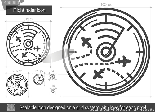 Image of Flight radar line icon.