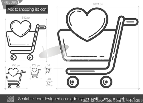 Image of Add to shopping list line icon.