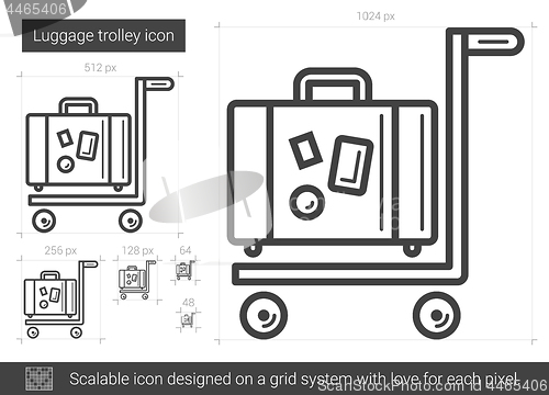 Image of Luggage trolley line icon.