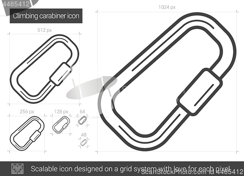 Image of Climbing carabiner line icon.