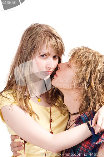 Image of Young beauty couple. Isolated on white background 1