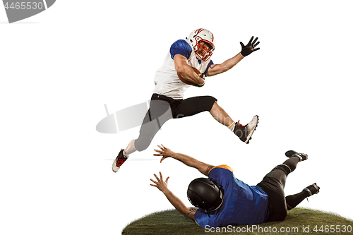 Image of The two american football players studio isolated on white background