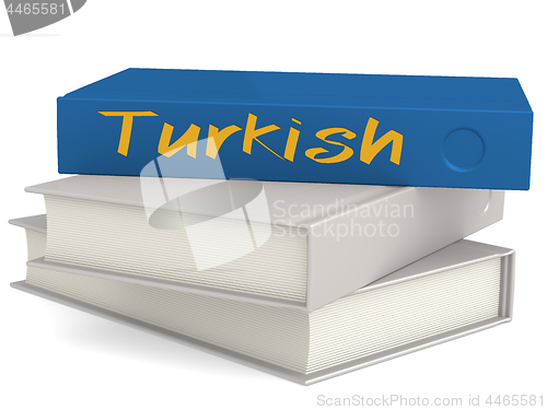 Image of Hard cover blue books with Turkish word