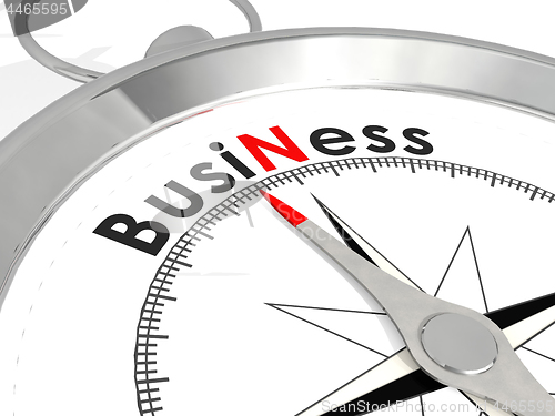 Image of Business word on metallic compass