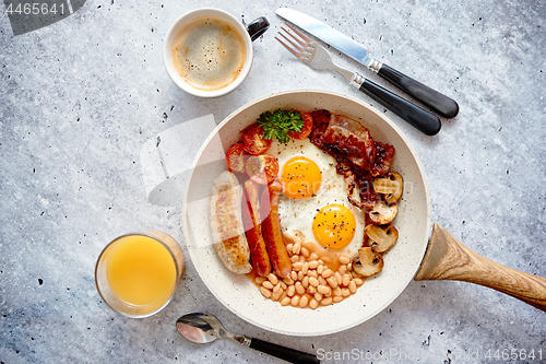 Image of Full English Breakfast served in a pan