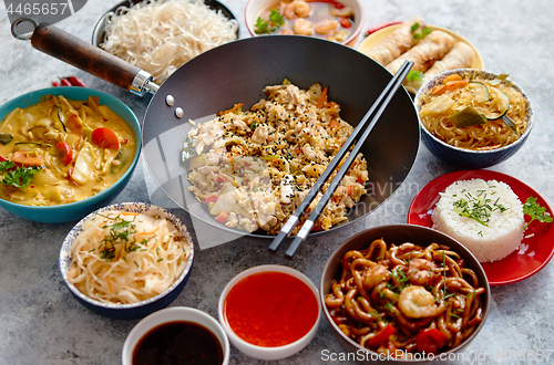 Image of Chinese food set. Asian style food concept composition.