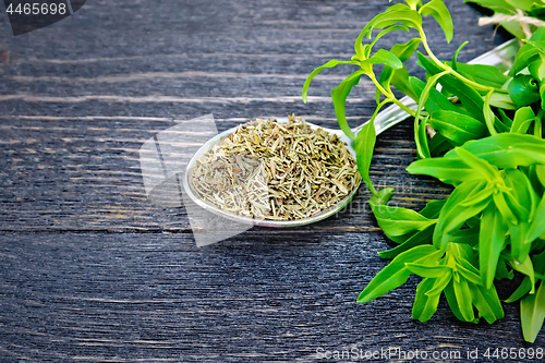 Image of Savory dry in metal spoon on board