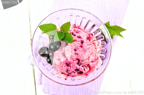 Image of Ice cream with black currant on board top