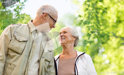 Image of happy senior couple over green natural background