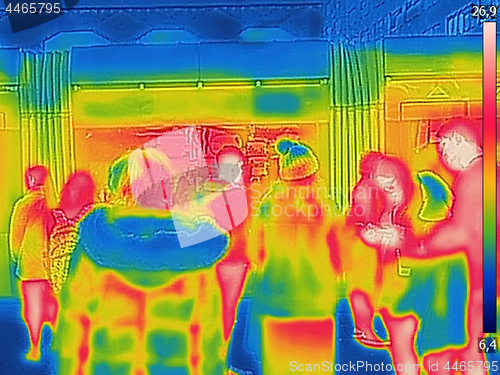 Image of Infrared Thermal image of people at the city railway station on 