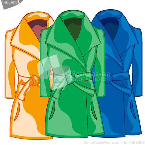 Image of Cloth feminine coat blue,green,and red colour.Vector illustration