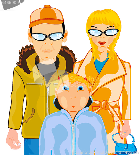 Image of Household pair with child teenager on white background