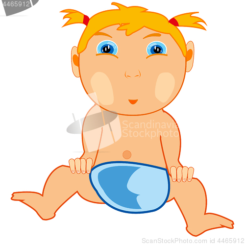 Image of Small child feminine flap with pigtail.Vector illustration