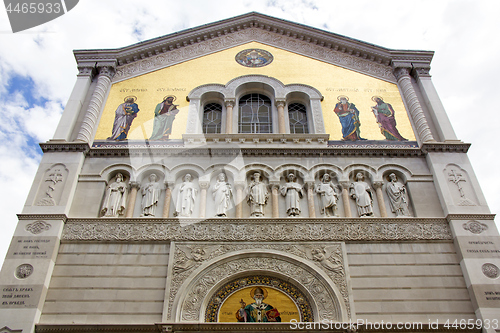 Image of Mosaic on the facade of San Spiridione Orthodox Church in Triest